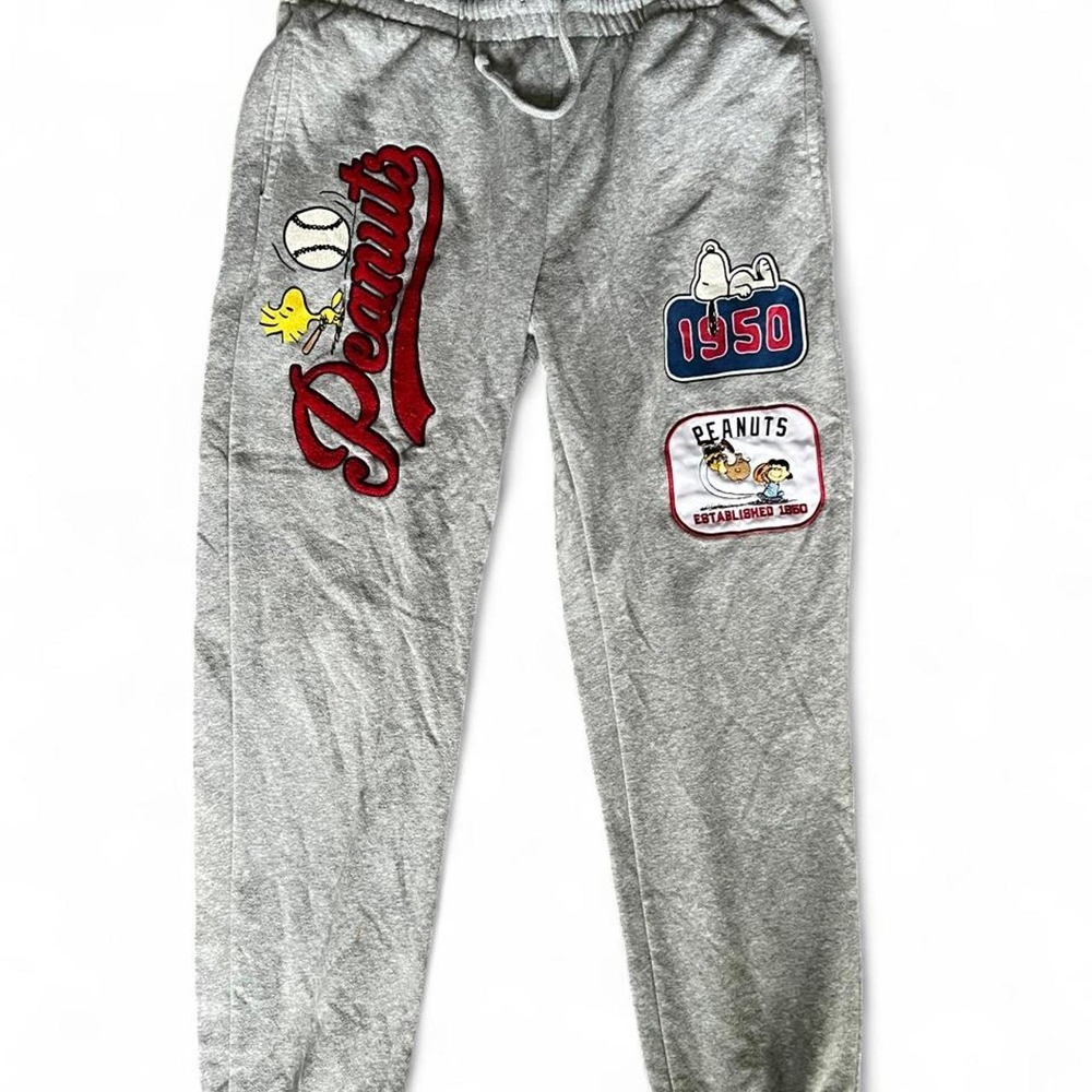 Peanuts Est 1950 Snoopy & Tweety Grey Sweats Patches Sweatpants Women's Sz L